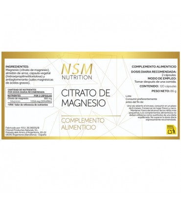 CITRATO DE MAGNESIO NSM NUTRITION 120 CAPS