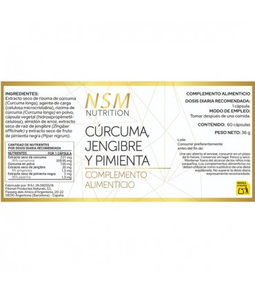 CURCUMA JENGIBRE Y PIMIENTA NSM NUTRITION 60 CAPS